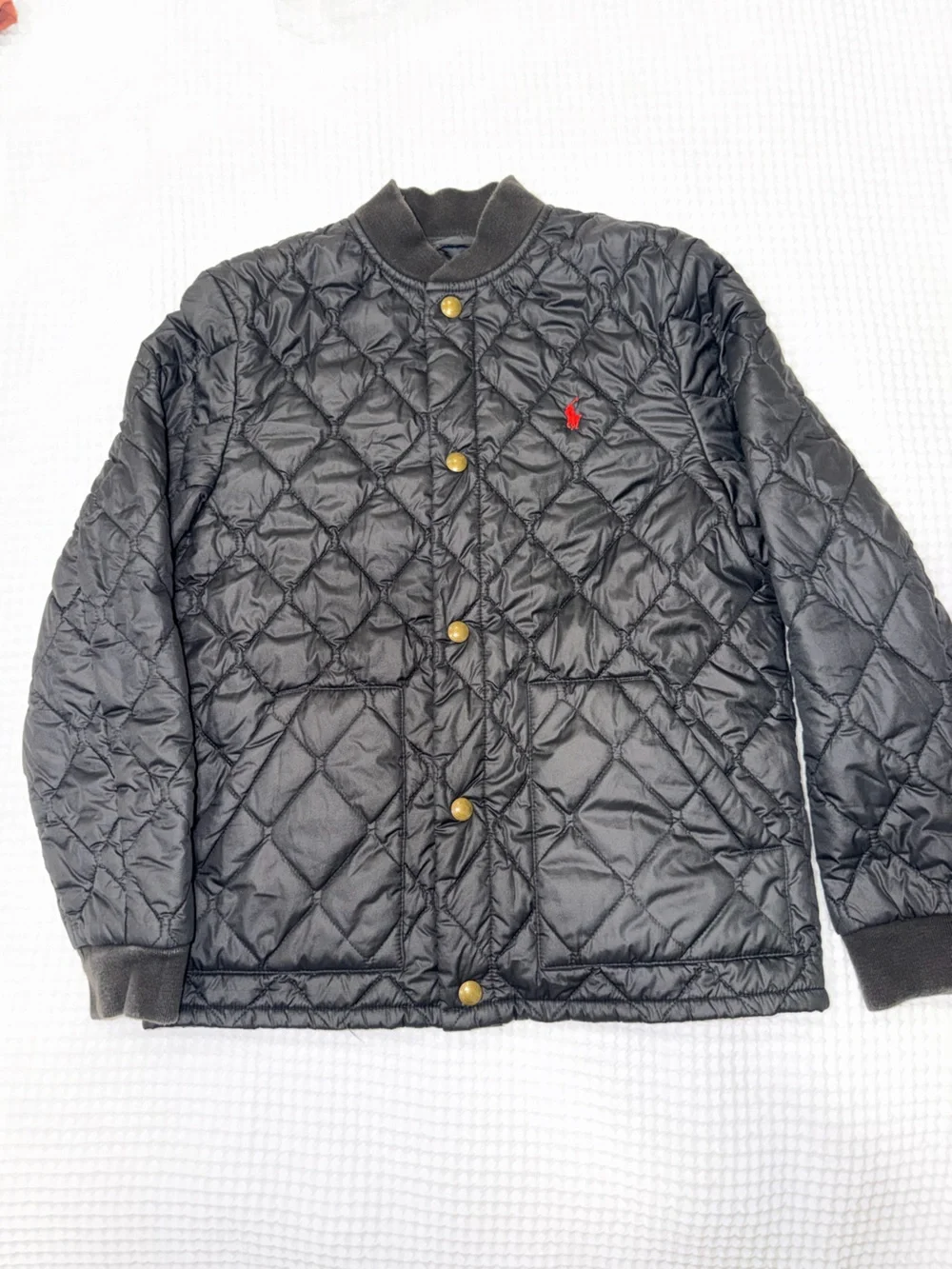 Ralph Lauren Black Quilted Jacket with Brass Snap